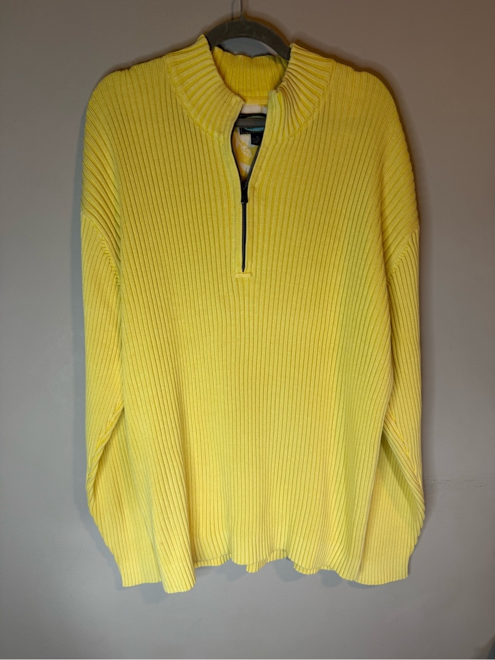 Tommy Bahama Unisex Yellow Ribbed Half-Zip Sweater